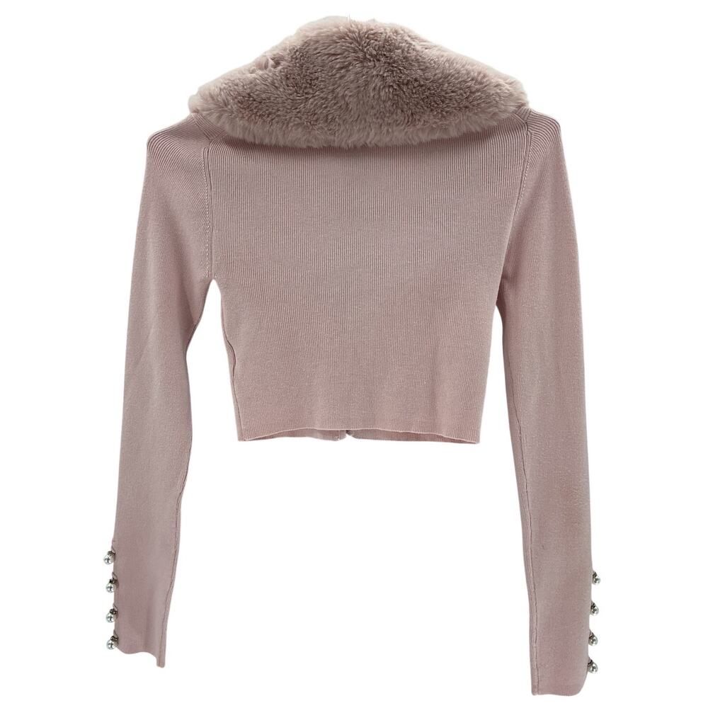 Majorelle Faux Fur Pink Laurel Cardigan Size XS - Picture 3 of 4